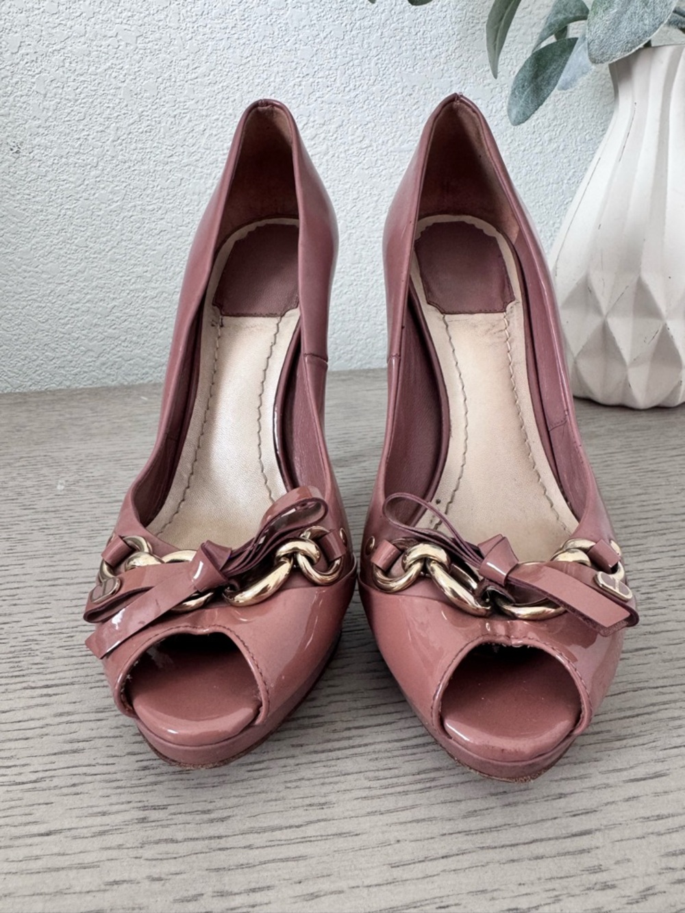 Authentic Christian Dior Dusty Rose Peep-Toe Stiletto Pumps - Picture 6 of 9